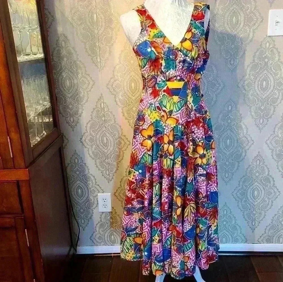 Vintage 90s Floral Print Maxi Dress - Picture 9 of 9
